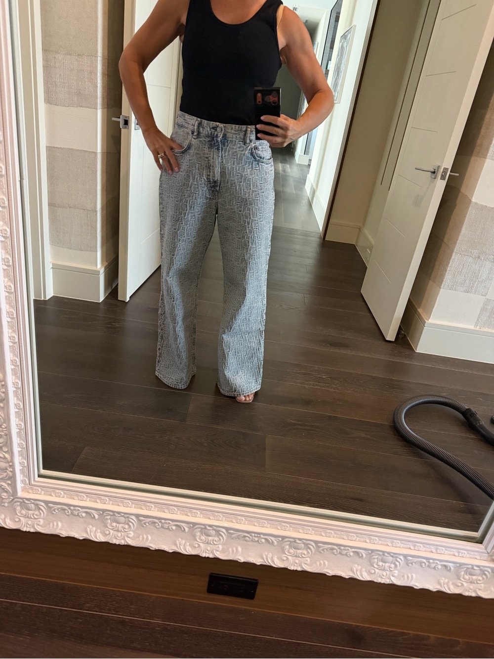 Acne Wide-Leg Jeans in Light Blue Monogram Wash